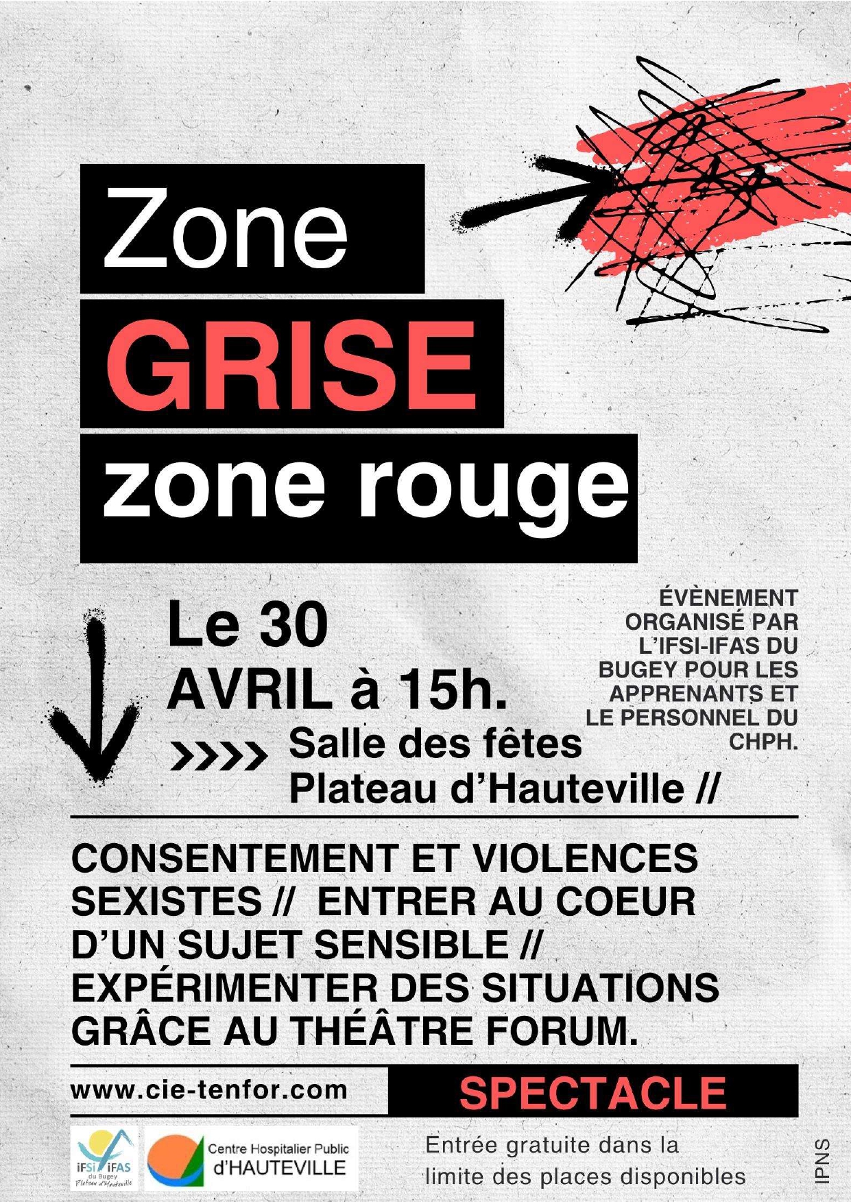 Représentation de théâtre forum : Zone grise – zone rouge le 30 avril 2024